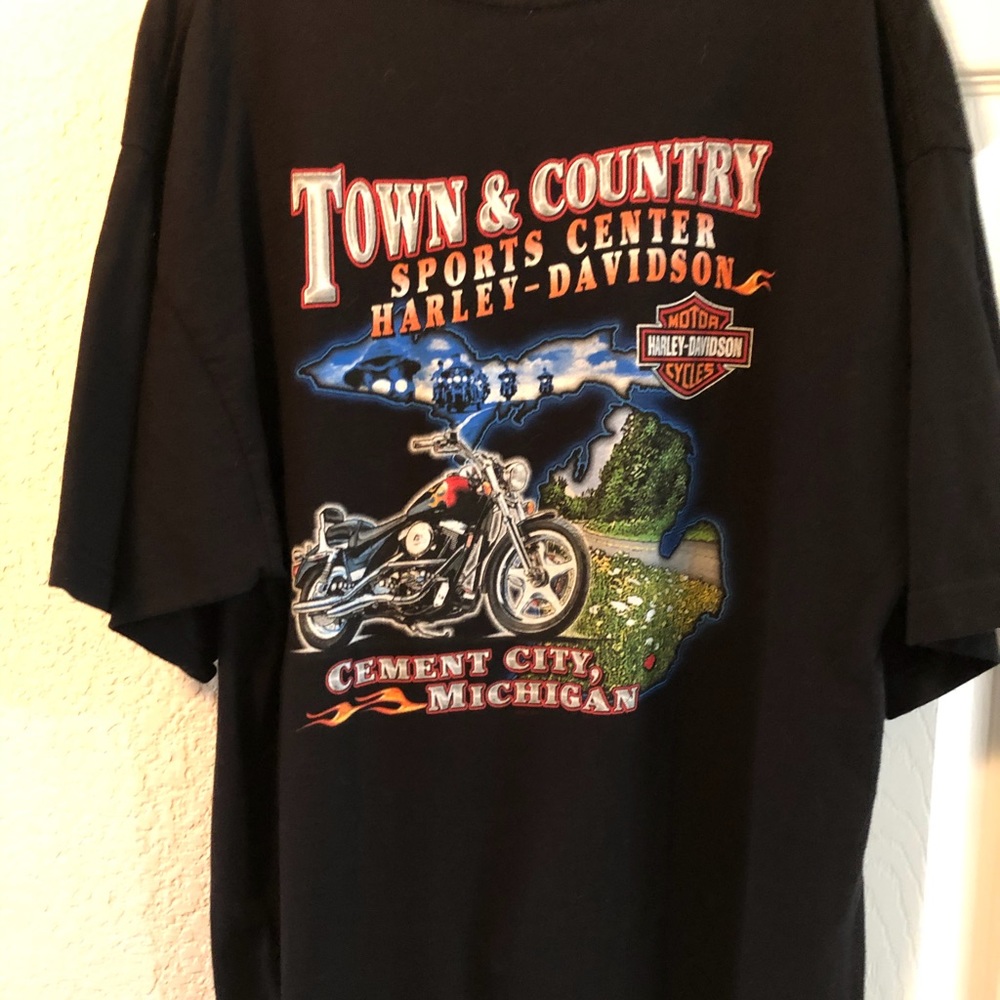 Harley Davidson Men's Black Collectors T-shirt Cement City Michigan Size XL